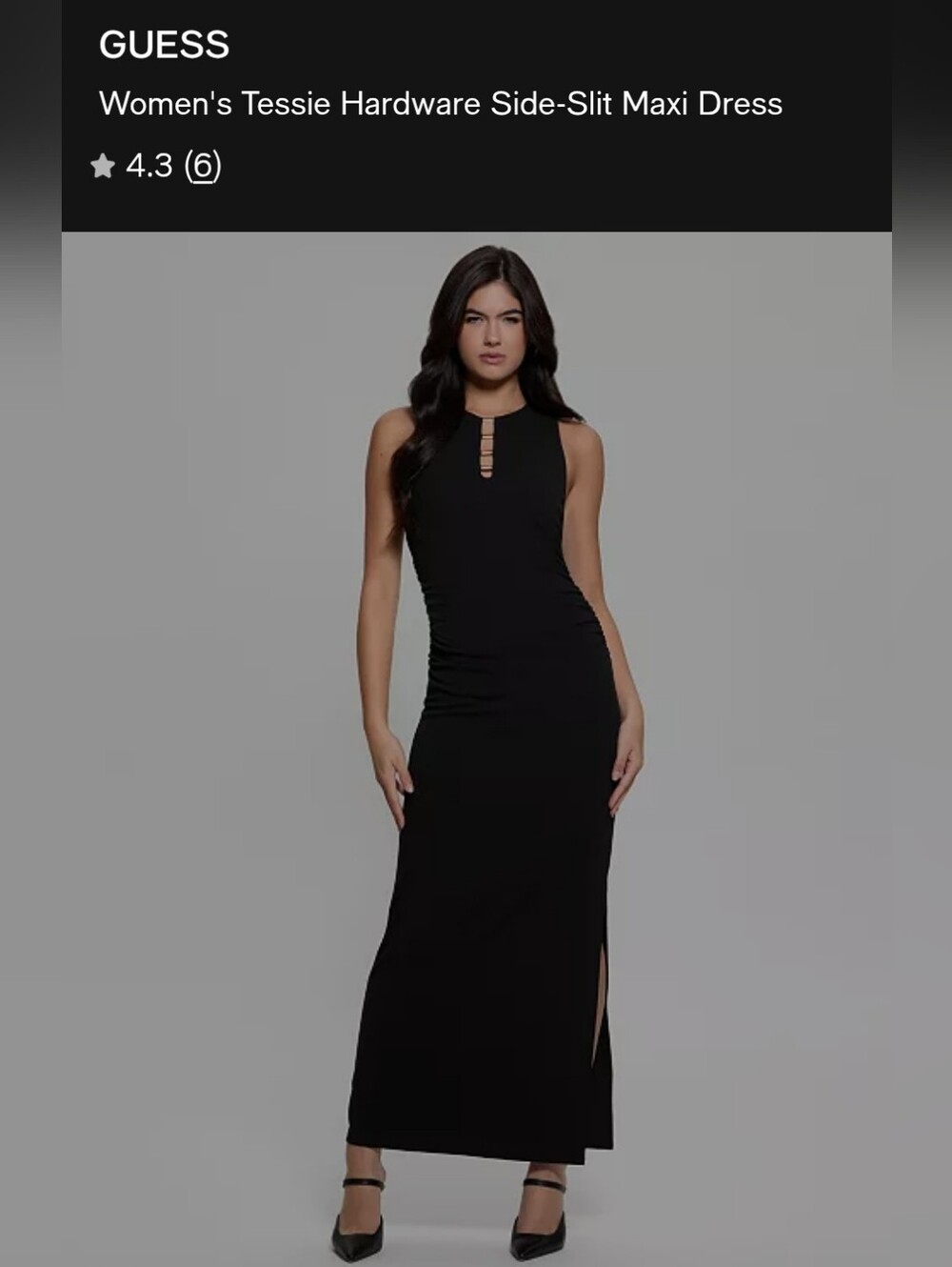 GUESS Black Tessie Hardware Side-Slit Maxi Dress
